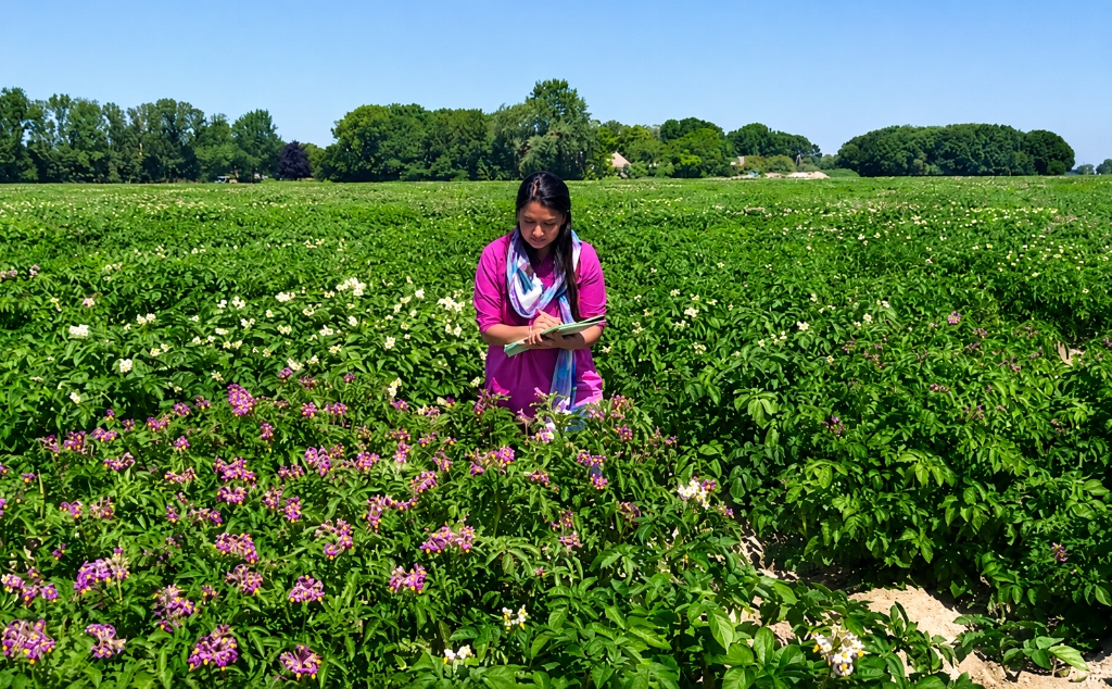Shivani Bhanvadia researching in potato field